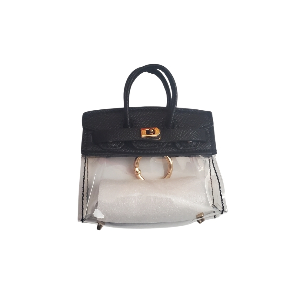 Elegant Black and Gold Small Handbag Charm